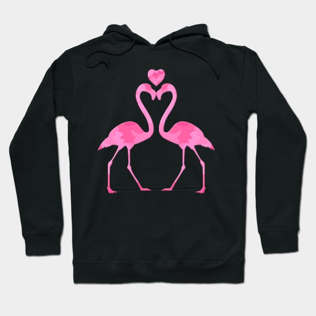 Pink Camouflage Flamingo With A Heart Hoodie by Atteestude